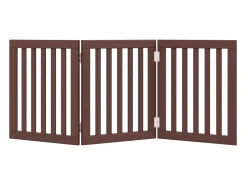 Best Puerta para perros plegable 3 paneles madera álamo marrón 150cm Seguridad Para Mascotas