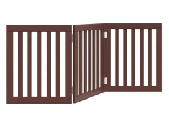 Best Puerta para perros plegable 3 paneles madera álamo marrón 150cm Seguridad Para Mascotas