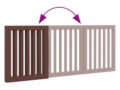 Best Puerta para perros plegable 3 paneles madera álamo marrón 150cm Seguridad Para Mascotas