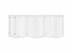 Clicnbuy Puerta para perros plegable 3 paneles madera álamo blanca 300cm