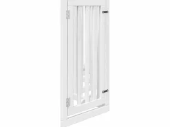 Clicnbuy Puerta para perros plegable 3 paneles madera álamo blanca 300cm