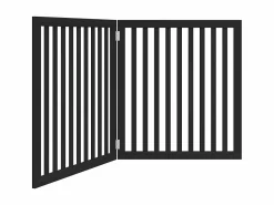 Sale Puerta para perros plegable 2 paneles madera álamo negra 160 cm Seguridad Para Mascotas