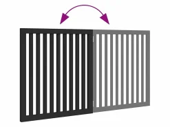 Sale Puerta para perros plegable 2 paneles madera álamo negra 160 cm Seguridad Para Mascotas