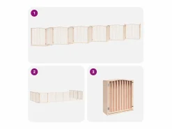 Clicnbuy Puerta para perros plegable 12 paneles madera de álamo 960 cm