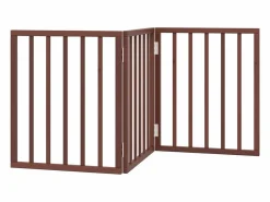 Discount Puerta para perros plegable 3 paneles madera álamo marrón 150cm Seguridad Para Mascotas