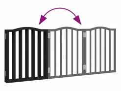 New Clicnbuy Puerta para perros plegable 3 paneles madera álamo negra 150 cm Negro