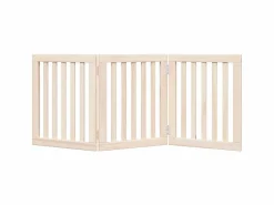 Online Puerta para perros plegable de 3 paneles, 150 cm, madera de álamo Seguridad Para Mascotas
