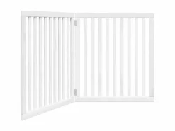 Puerta para perros plegable 2 paneles madera álamo blanca 160cm Seguridad Para Mascotas