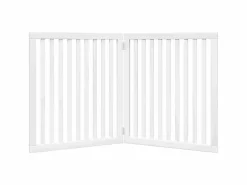 Puerta para perros plegable 2 paneles madera álamo blanca 160cm Seguridad Para Mascotas