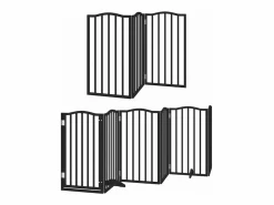 New Clicnbuy Puerta para perros plegable 9 paneles madera álamo negra 450 cm Negro