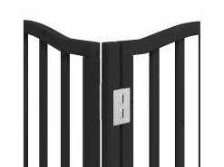 New Clicnbuy Puerta para perros plegable 9 paneles madera álamo negra 450 cm Negro
