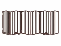 New Clicnbuy Puerta para perros plegable 6 paneles álamo marrón roble 300 cm Marru00f3n
