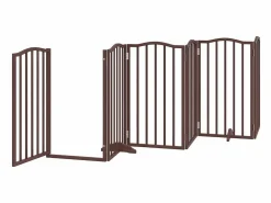 New Clicnbuy Puerta para perros plegable 6 paneles álamo marrón roble 300 cm Marru00f3n