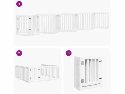 Clicnbuy Puerta para perros plegable 9 paneles madera álamo blanca 450cm