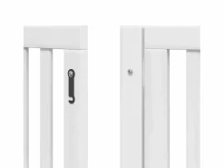 Clicnbuy Puerta para perros plegable 9 paneles madera álamo blanca 450cm