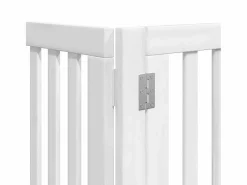 Clicnbuy Puerta para perros plegable 9 paneles madera álamo blanca 450cm
