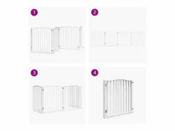 Hot Puerta para perros plegable 4 paneles madera álamo blanca 320cm Seguridad Para Mascotas