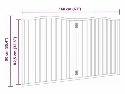 New Puerta para perros plegable 2 paneles madera álamo negra 160 cm Seguridad Para Mascotas