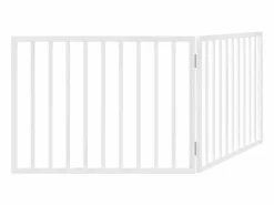 New Puerta para perros plegable de 2 paneles, madera de álamo, blanca, 160 cm Seguridad Para Mascotas