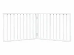 New Puerta para perros plegable de 2 paneles, madera de álamo, blanca, 160 cm Seguridad Para Mascotas