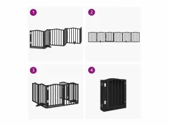 Clicnbuy Puerta para perros plegable 6 paneles madera álamo negra 300 cm Negro