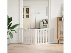 Clicnbuy Puerta para perros plegable 2 paneles madera álamo blanca 160cm