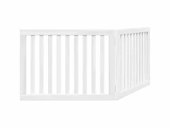 Clicnbuy Puerta para perros plegable 2 paneles madera álamo blanca 160cm