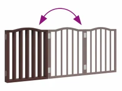 Outlet Puerta para perros plegable 3 paneles álamo marrón roble 150 cm Seguridad Para Mascotas