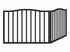 Clicnbuy Puerta para perros plegable 2 paneles madera álamo negra 160 cm
