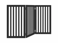 Sale Puerta para perros plegable 3 paneles madera álamo negra 150 cm Seguridad Para Mascotas