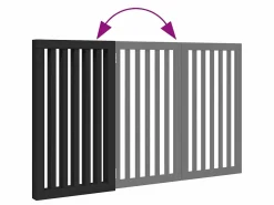 Sale Puerta para perros plegable 3 paneles madera álamo negra 150 cm Seguridad Para Mascotas
