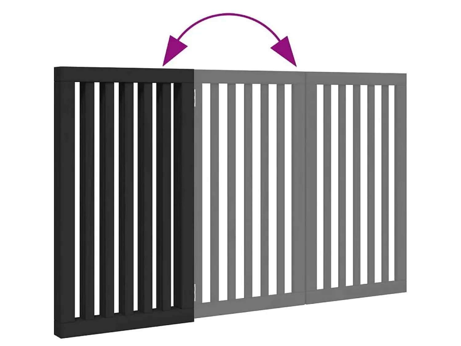 Sale Puerta para perros plegable 3 paneles madera álamo negra 150 cm Seguridad Para Mascotas