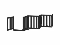 Best Clicnbuy Puerta para perros plegable 6 paneles madera álamo negra 300 cm Negro