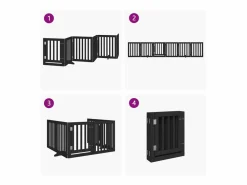 Best Clicnbuy Puerta para perros plegable 6 paneles madera álamo negra 300 cm Negro