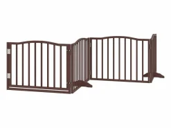 Clicnbuy Puerta para perros plegable 4 paneles álamo marrón roble 320 cm