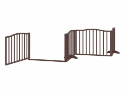 Clicnbuy Puerta para perros plegable 4 paneles álamo marrón roble 320 cm