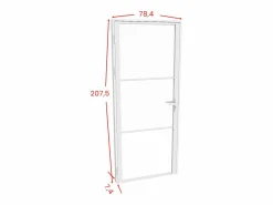 Vente-unique Puerta reversible blanca de aluminio y vidrio templado - Al. 204 x An. 73 cm - MASERU