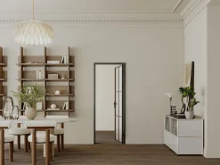 Outlet Puerta reversible de aluminio y cristal esmerilado - Alt. 204 x L83 cm - - SEROTO Puerta Con Marco
