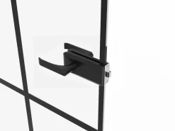Vente-unique Puerta reversible de aluminio y vidrio templado sin marco - Alt. 204 x L93 cm - SEROTO
