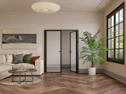 Vente-unique Puerta reversible de doble hoja - vidrio templado - 2 x Al 204 x An 83 cm - LOXTON