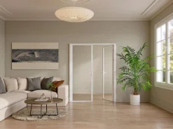 Vente-unique Puerta reversible de doble hoja - vidrio templado - - 2 x Al 204 x An 73 cm - LOXTON