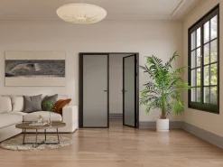 Vente-unique Puerta reversible de doble hoja - vidrio esmerilado - 2 x Al 204 x An 83 cm - LOXTON