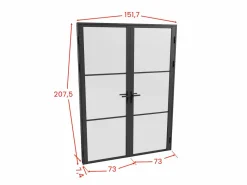 Best Puerta reversible de dos hojas - vidrio esmerilado - 2 x Alt. 204 x L73 cm - - MASERU Puerta Con Marco