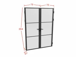 Best Puerta reversible de dos hojas - vidrio esmerilado - 2 x Alt. 204 x L73 cm - - MASERU Puerta Con Marco