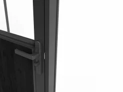 Discount Vente-unique Puerta taller reversible de aluminio, MDF y vidrio templado - Alt. 204 x An. 93 cm - ERMELO Negro