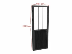 Discount Vente-unique Puerta taller reversible de aluminio, MDF y vidrio templado - Alt. 204 x An. 93 cm - ERMELO Negro