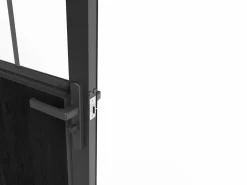 Discount Vente-unique Puerta taller reversible de aluminio, MDF y vidrio templado - Alt. 204 x An. 93 cm - ERMELO Negro