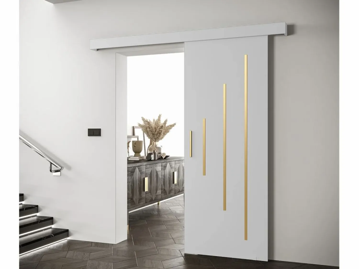 Clearance Abiks Möbel Puertas correderas Salwador Y 90x204 cm ( / / Dorado) Blanco