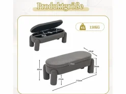 Puf banco de cama con arcón de almacenamiento en terciopelo, estilo contemporáneo y multifuncional para dormitorio y salón Gris