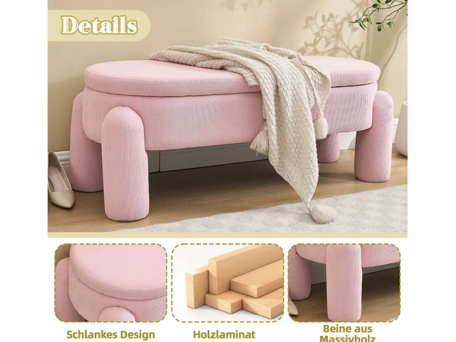Clearance Puf banco de cama con arcón de almacenamiento en terciopelo, estilo contemporáneo y multifuncional para dormitorio y salón Banco Y Pie De Cama|Banco Y Pie De Cama